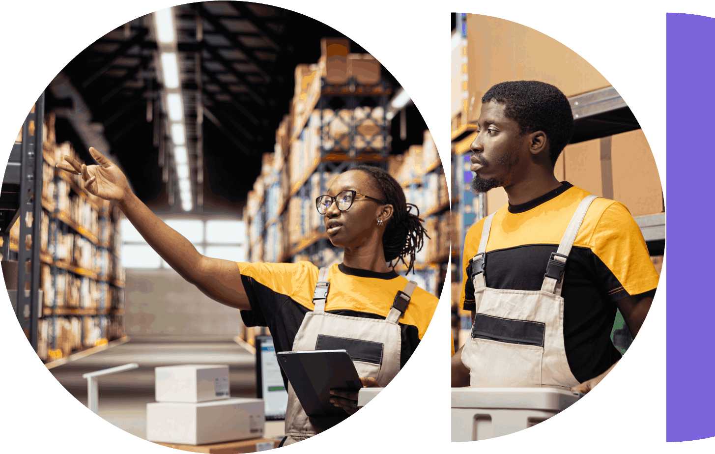 two people working in a warehouse