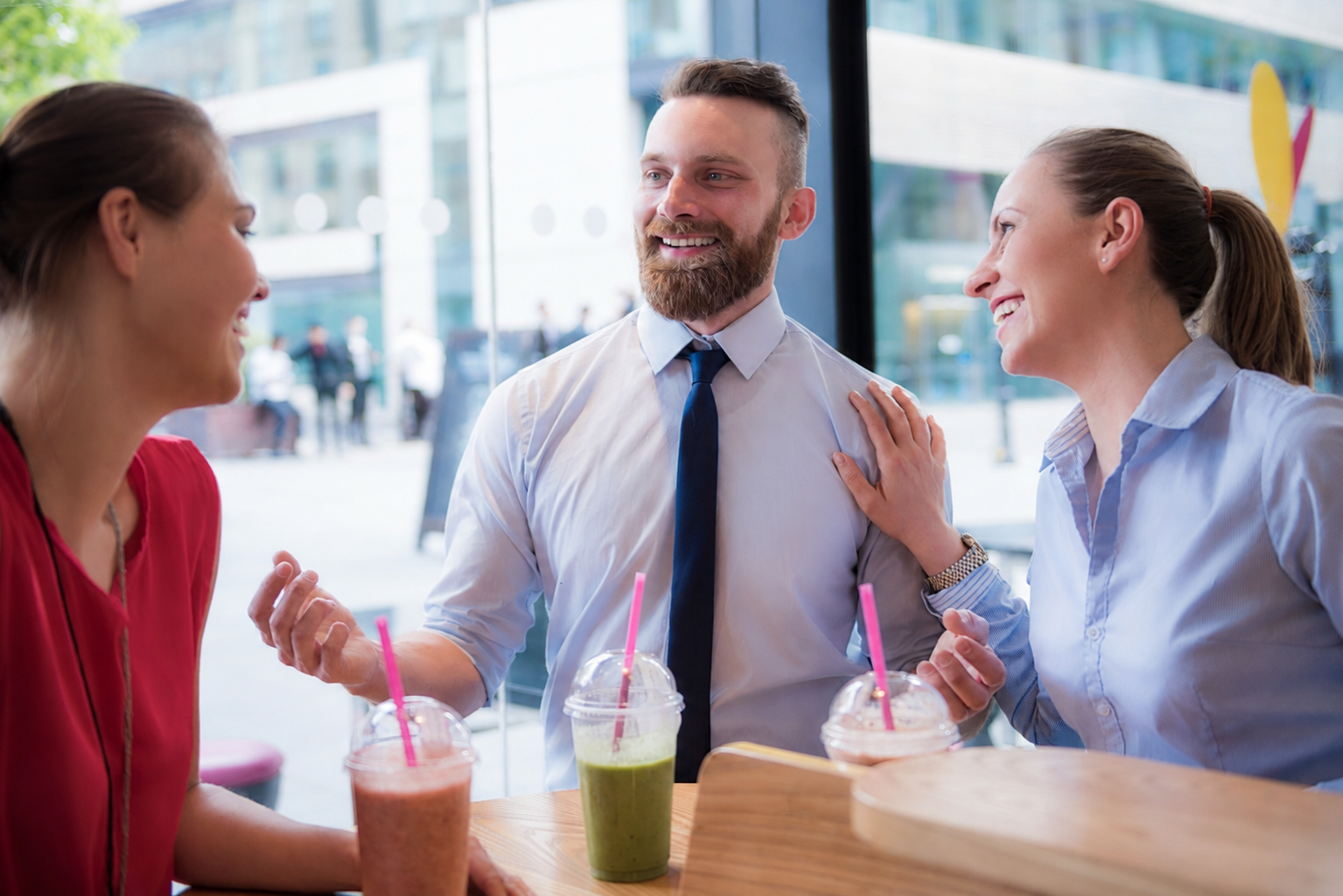 group of people laughing